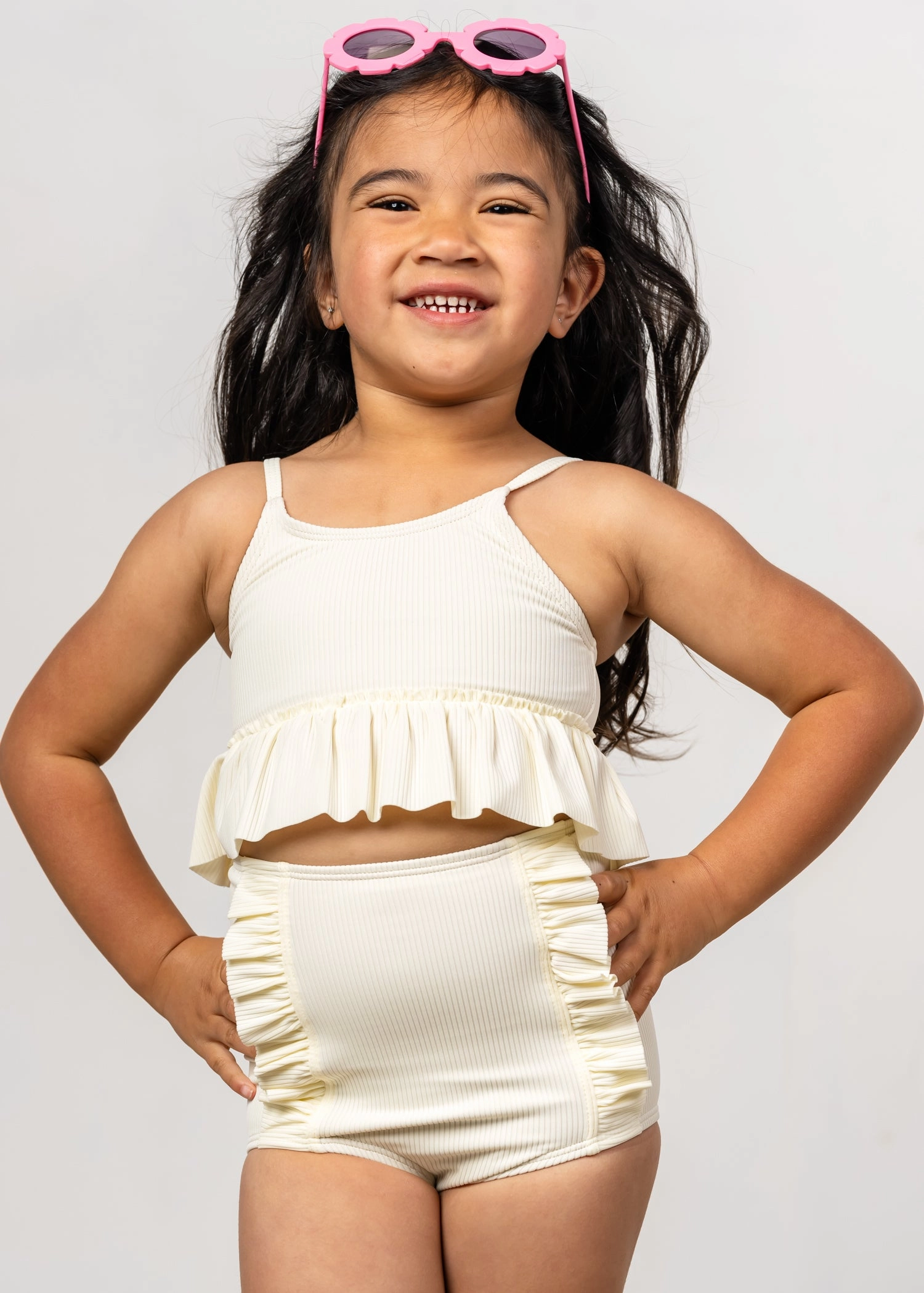 Ribbed Ivory | Mini Peplum Top