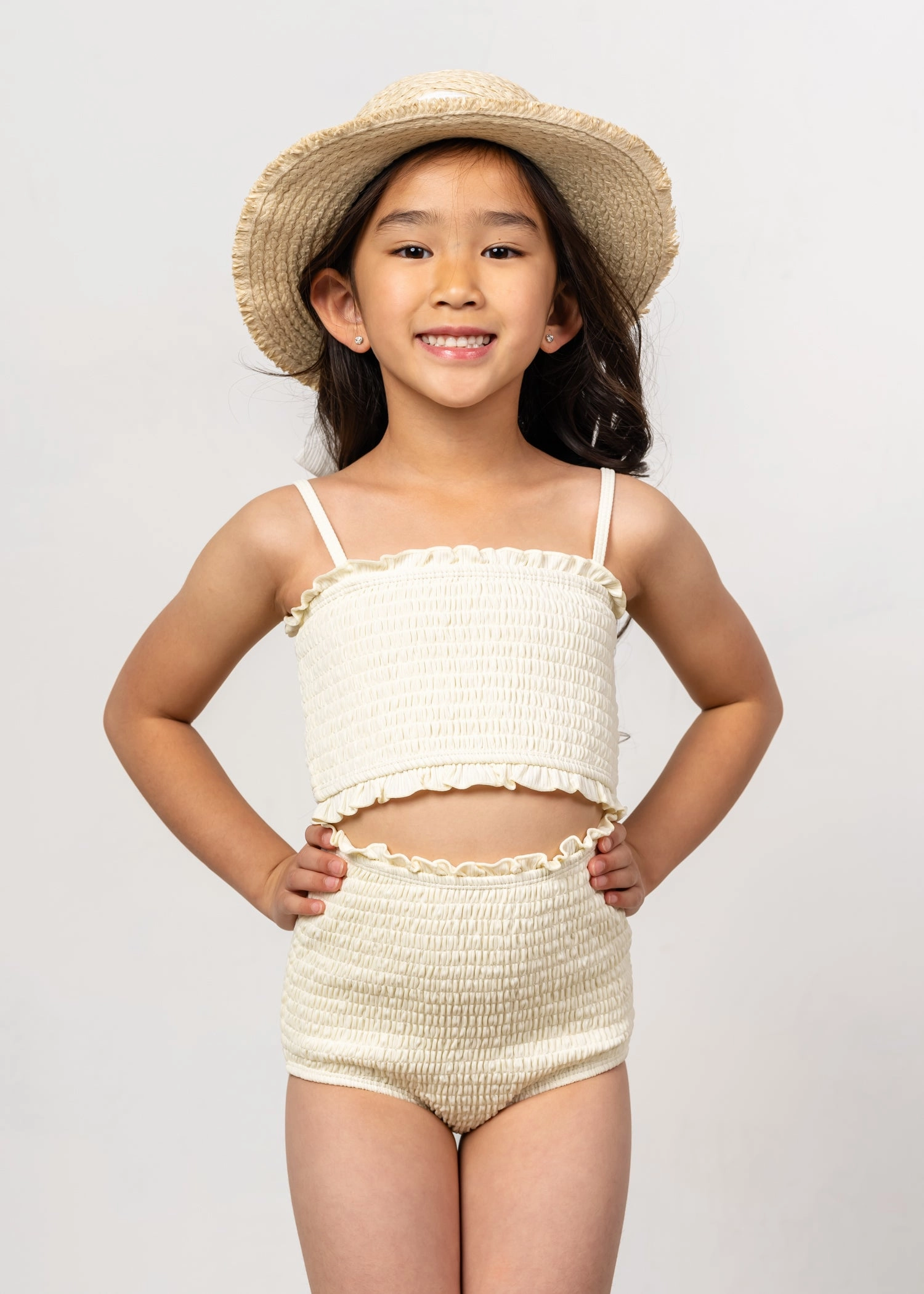 Ribbed Ivory | Mini Smocked Bottoms