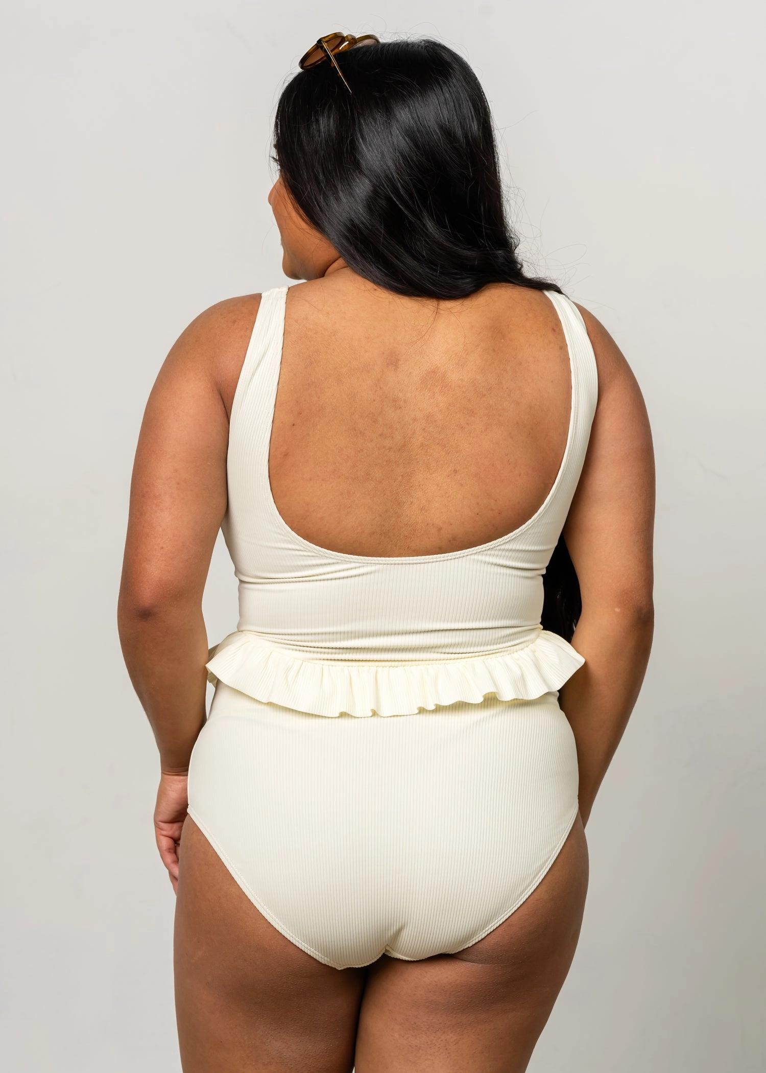 Ribbed Ivory | Skirted One-Piece