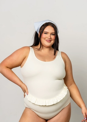 Ribbed Ivory | Skirted One-Piece tankini swim tops, adjustable bikini tops