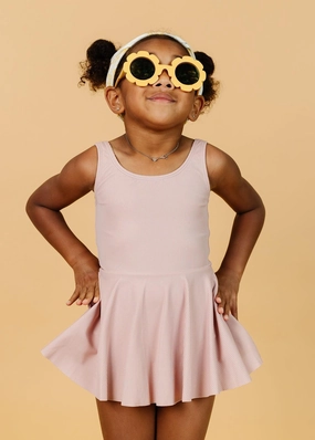 Ribbed Light Mauve | Mini Skirted One-Piece cute girls swimsuits, stylish swimwear for girls