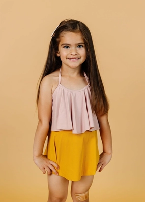 Ribbed Light Mauve | Mini Swing Top cute girls swimsuits, stylish swimwear for girls