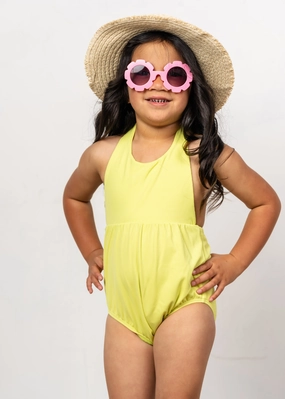 Ribbed Limelight | Baby Romper One-Piece cute girls swimsuits, stylish swimwear for girls