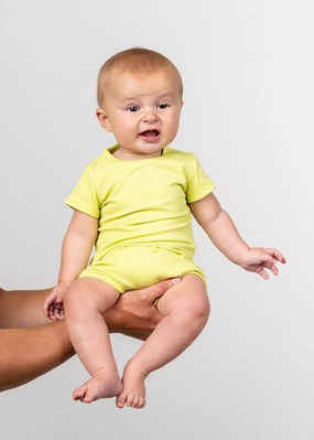 Ribbed Limelight | Baby Shorties Rashguard (Unisex) boys summer swimwear, boys rash guard swim sets