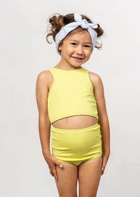 Ribbed Limelight | Mini High-Waisted Bottoms cute girls swimsuits, stylish swimwear for girls