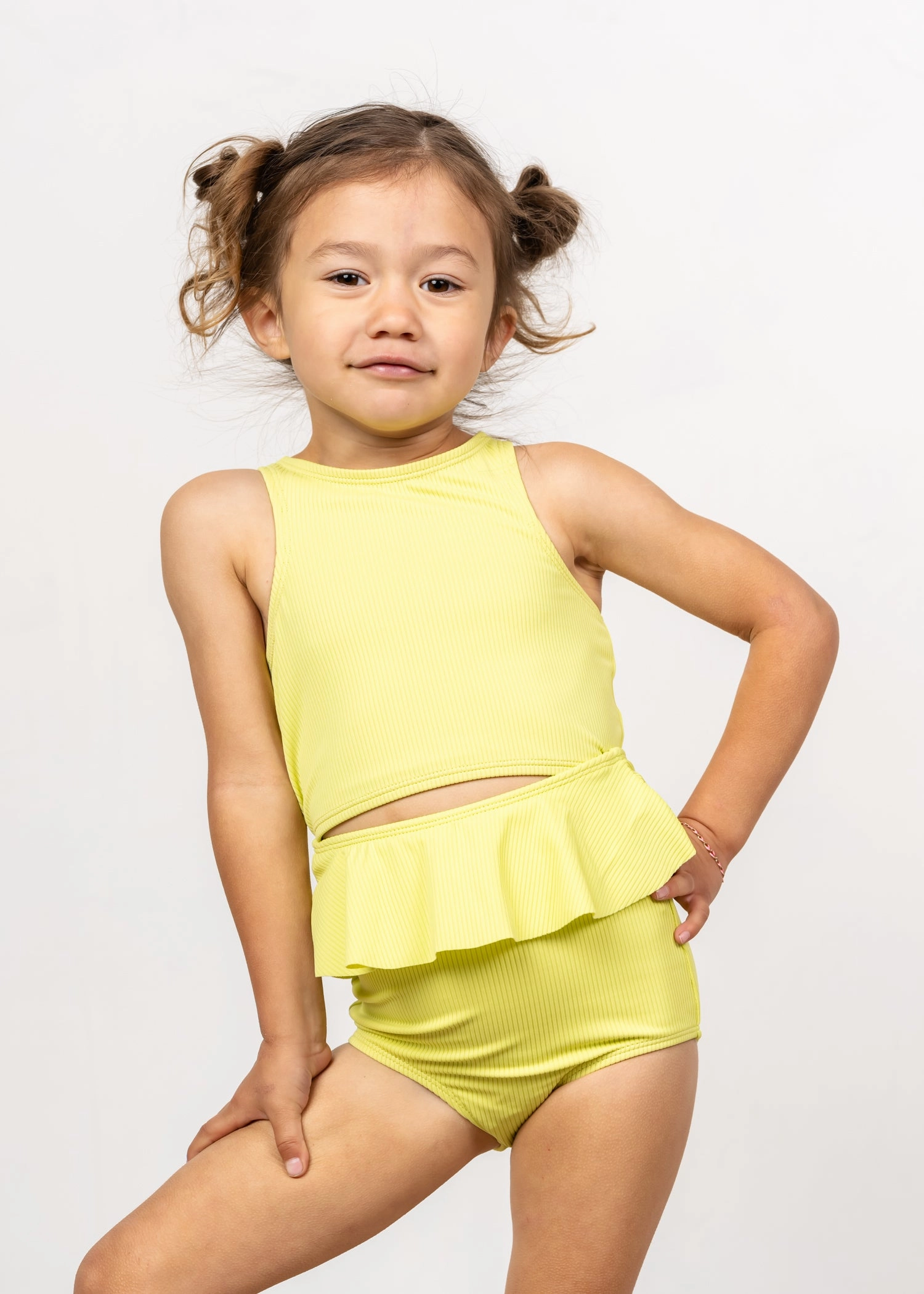 Ribbed Limelight | Mini Peplum Bottoms