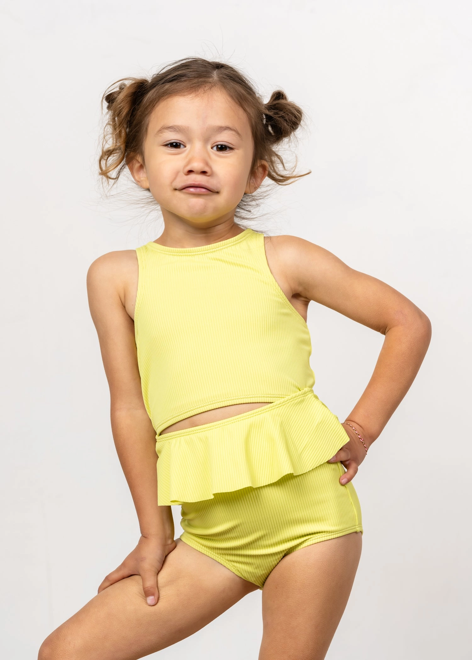 Ribbed Limelight | Mini Peplum Bottoms