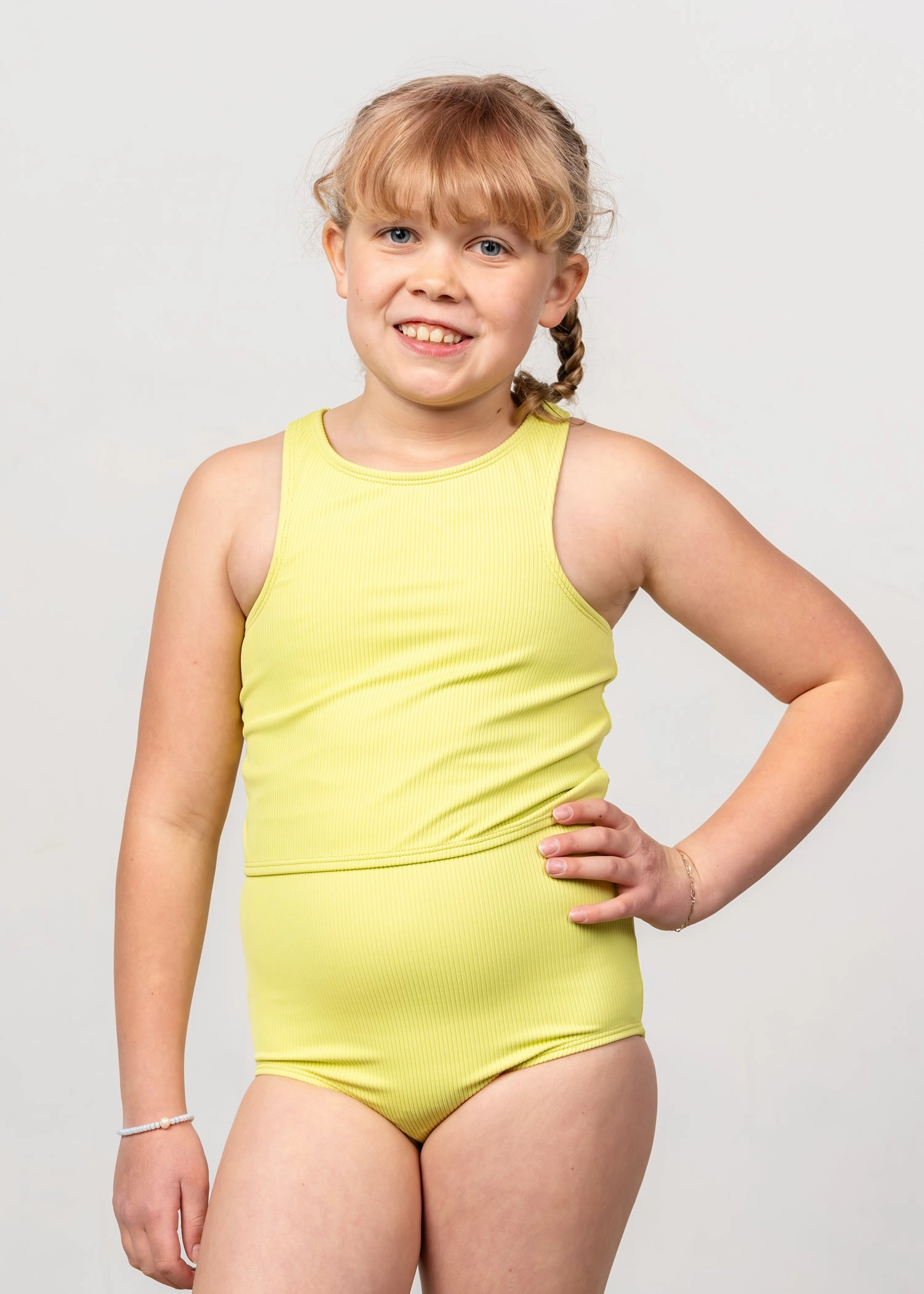 Ribbed Limelight | Youth High-Waisted Bottoms cute girls swimsuits, stylish swimwear for girls