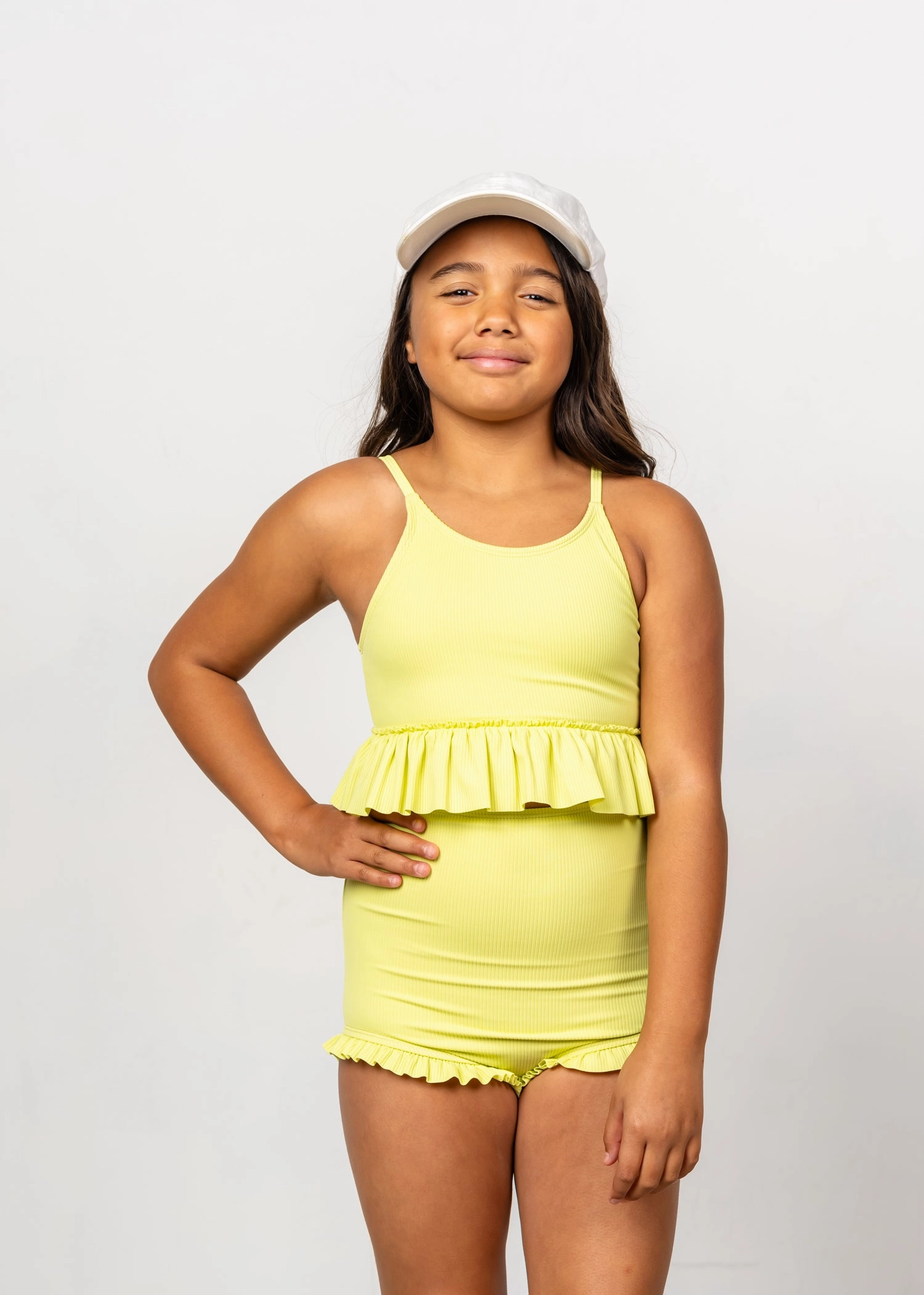 Ribbed Limelight | Youth Peplum Top