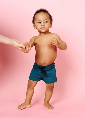 Ribbed Midnight Teal | Baby Euro Shorts boys summer swimwear, boys rash guard swim sets
