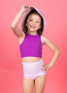 Ribbed Purple | Mini Racer Back Top cute girls swimsuits, stylish swimwear for girls