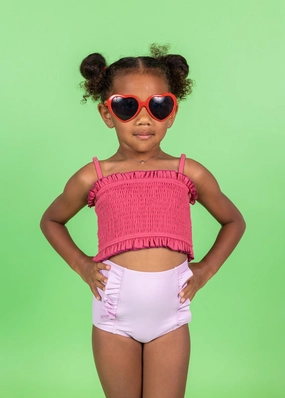 Ribbed Roseate | Mini Bandeau Top cute girls swimsuits, stylish swimwear for girls