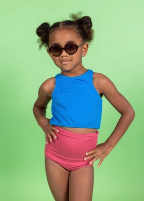 Ribbed Roseate | Mini High-Waisted Bottoms cute girls swimsuits, stylish swimwear for girls