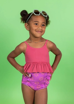 Ribbed Roseate | Mini Peplum Top cute girls swimsuits, stylish swimwear for girls