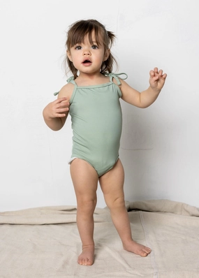 Ribbed Sage | Baby Simply One-Piece cute girls swimsuits, stylish swimwear for girls