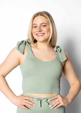 Ribbed Sage | Knot Top tankini swim tops, adjustable bikini tops