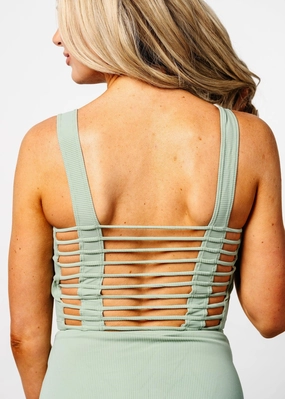 Ribbed Sage | Original Latter-Back Top tankini swim tops, adjustable bikini tops