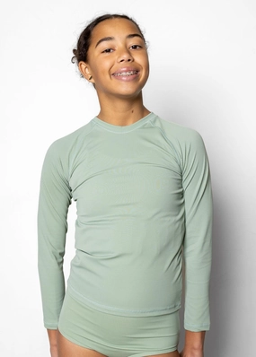 Ribbed Sage | Youth Rashguard Top (Unisex) boys summer swimwear, boys rash guard swim sets