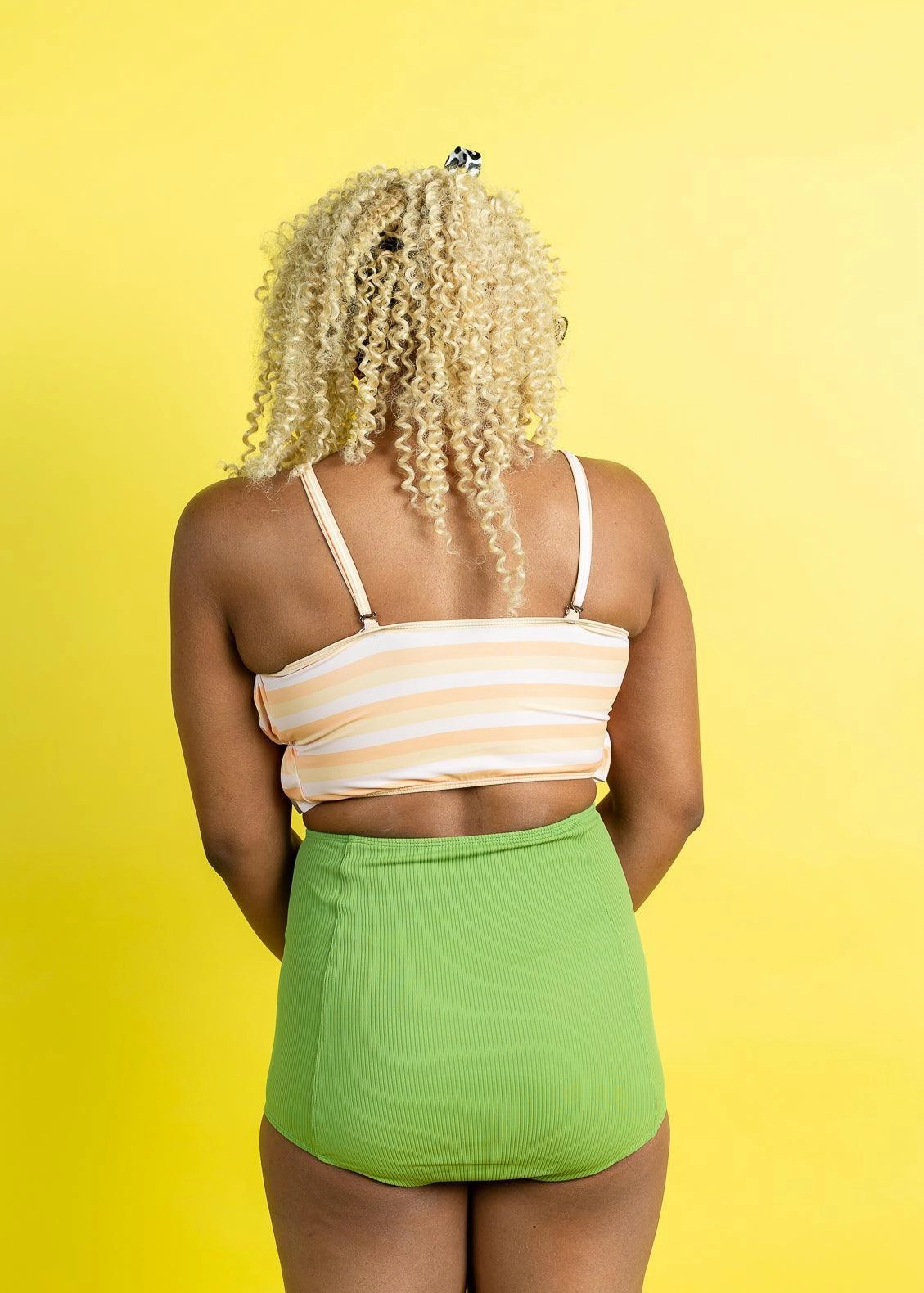 Ribbed Spring Green | Extended High-Waisted Bottoms