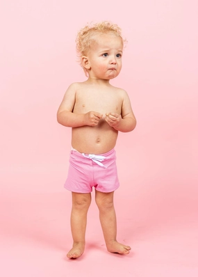 Ribbed Sweet Pink | Baby Euro Shorts boys summer swimwear, boys rash guard swim sets