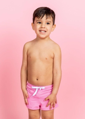 Ribbed Sweet Pink | Mini Euro Shorts boys summer swimwear, boys rash guard swim sets