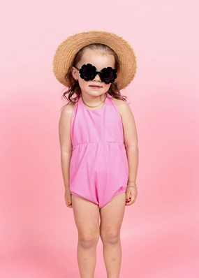 Ribbed Sweet Pink | Mini Romper One-Piec toddler girl swimwear, summer swimwear for girls