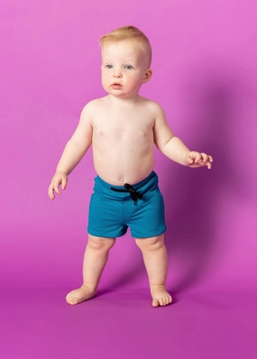 Ribbed Tide Pool Blue | Baby Euro Shorts boys summer swimwear, boys rash guard swim sets