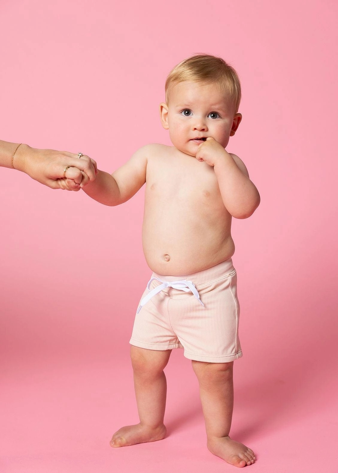 Ribbed Whipped Peach | Baby Euro Shorts boys summer swimwear, boys rash guard swim sets