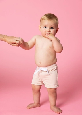 Ribbed Whipped Peach | Baby Euro Shorts boys summer swimwear, boys rash guard swim sets