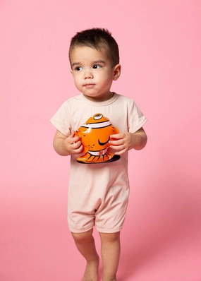 Ribbed Whipped Peach | Baby Shorties Rashguard (Unisex) boys summer swimwear, boys rash guard swim sets