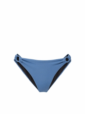 Ring Trim Bottom In Steel Blue Metallic Pique high waist swimwear women, swimsuit for women beachwear