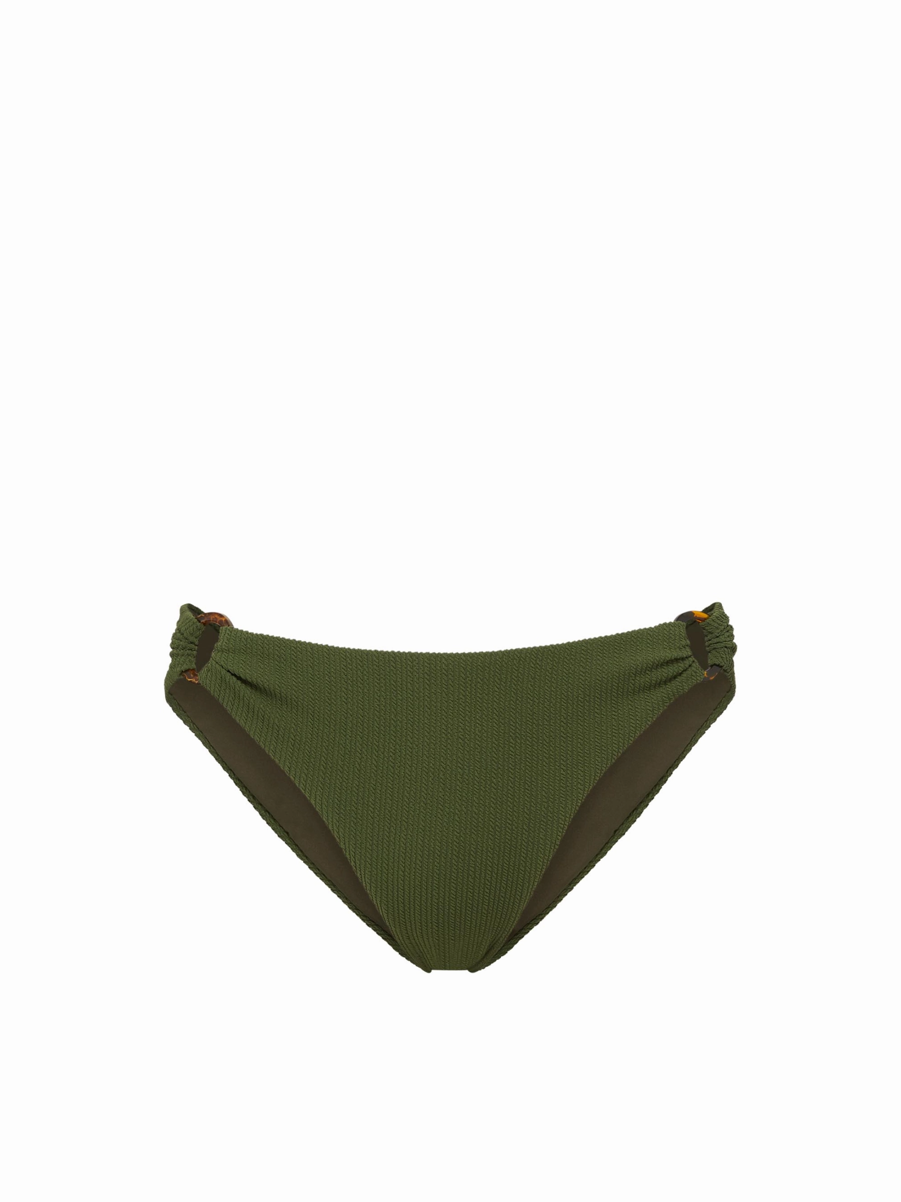 Ring Trim Bottom Olive Texture fashionable beach swimwear, modern womens bikinis