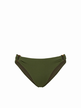 Ring Trim Bottom Olive Texture fashionable beach swimwear, modern womens bikinis