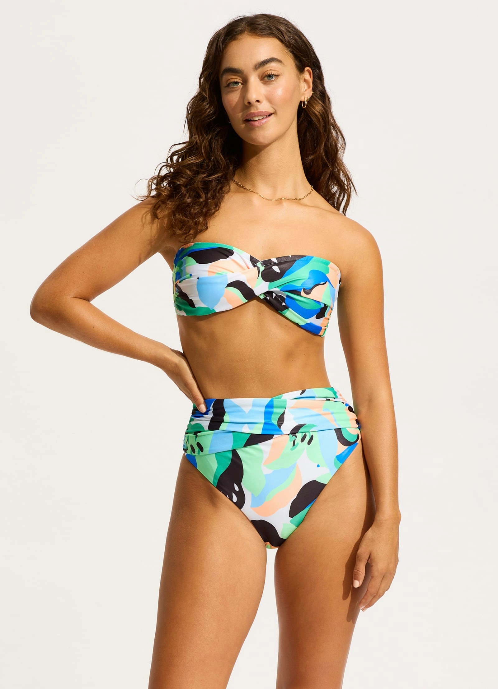 Rio High Waist Wrap Front Bikini Bottom - Jade two-piece bikinis for women, trendy bikinis for beachwear