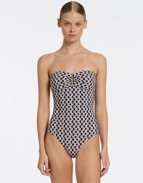 Rio Moulded Bandeau Swimsuit - Ink womens resort swimwear, flattering one-piece swimsuits