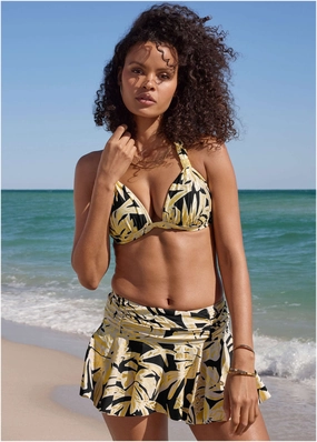 Rio Swim Skirt - Tricolor Jungle swimwear with tummy control, elegant swimsuits for women