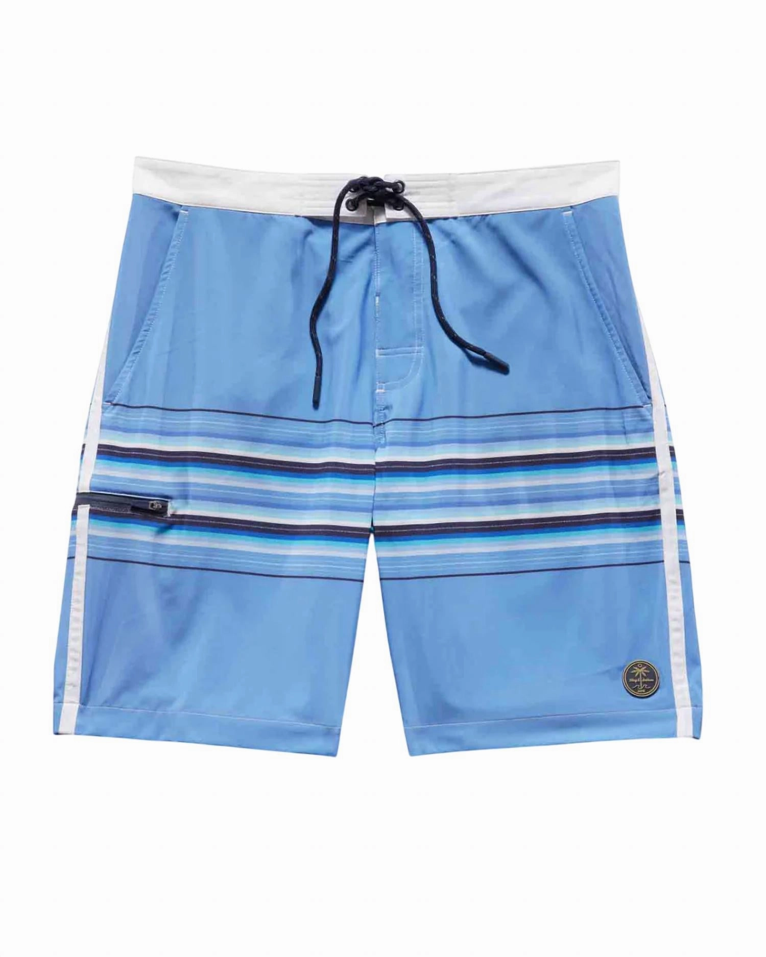 Rockaway Stripe 8" Board Shorts In Blue/white