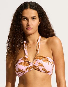 Rococo Halter Bandeau Bikini Top - Blossom full coverage swim tops, cute bikini tops
