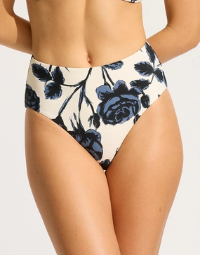 Rococo High Waist Bikini Pant - Black full coverage swim tops, cute bikini tops