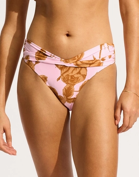 Rococo Twist Band Mini Hipster Bikini Pant - Blossom adjustable swim bottoms women, flattering bikini bottoms