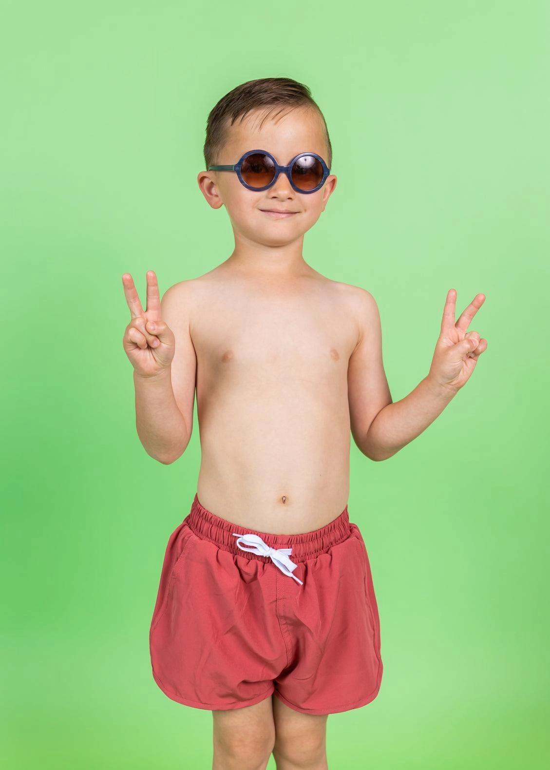 Roseate | Mini Retro Shorties boys summer swimwear, boys rash guard swim sets