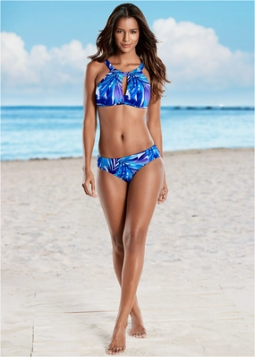 Ruched Low-Rise Bottoms - Blue Palms everyday swimwear for women, casual swim outfits ladies