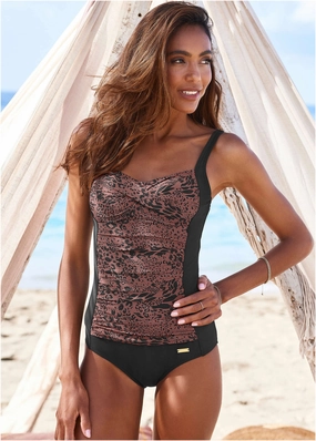 Ruched One-Piece - Abstract Leopard classic one piece swimwear, stylish single piece swimsuits