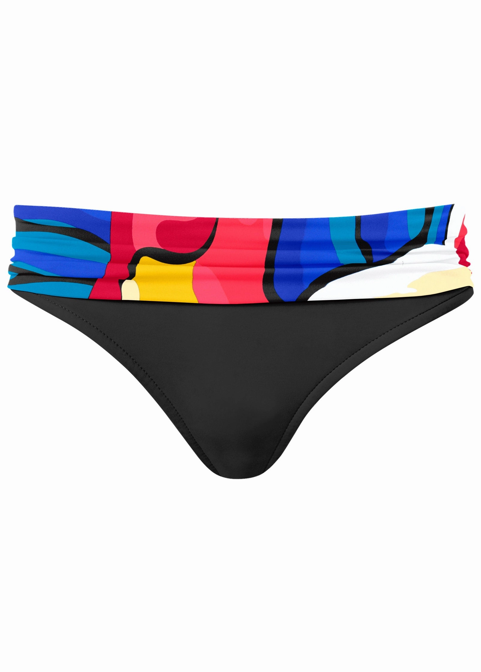 Ruched Waist Bikini Bottom - Abstract Swirl