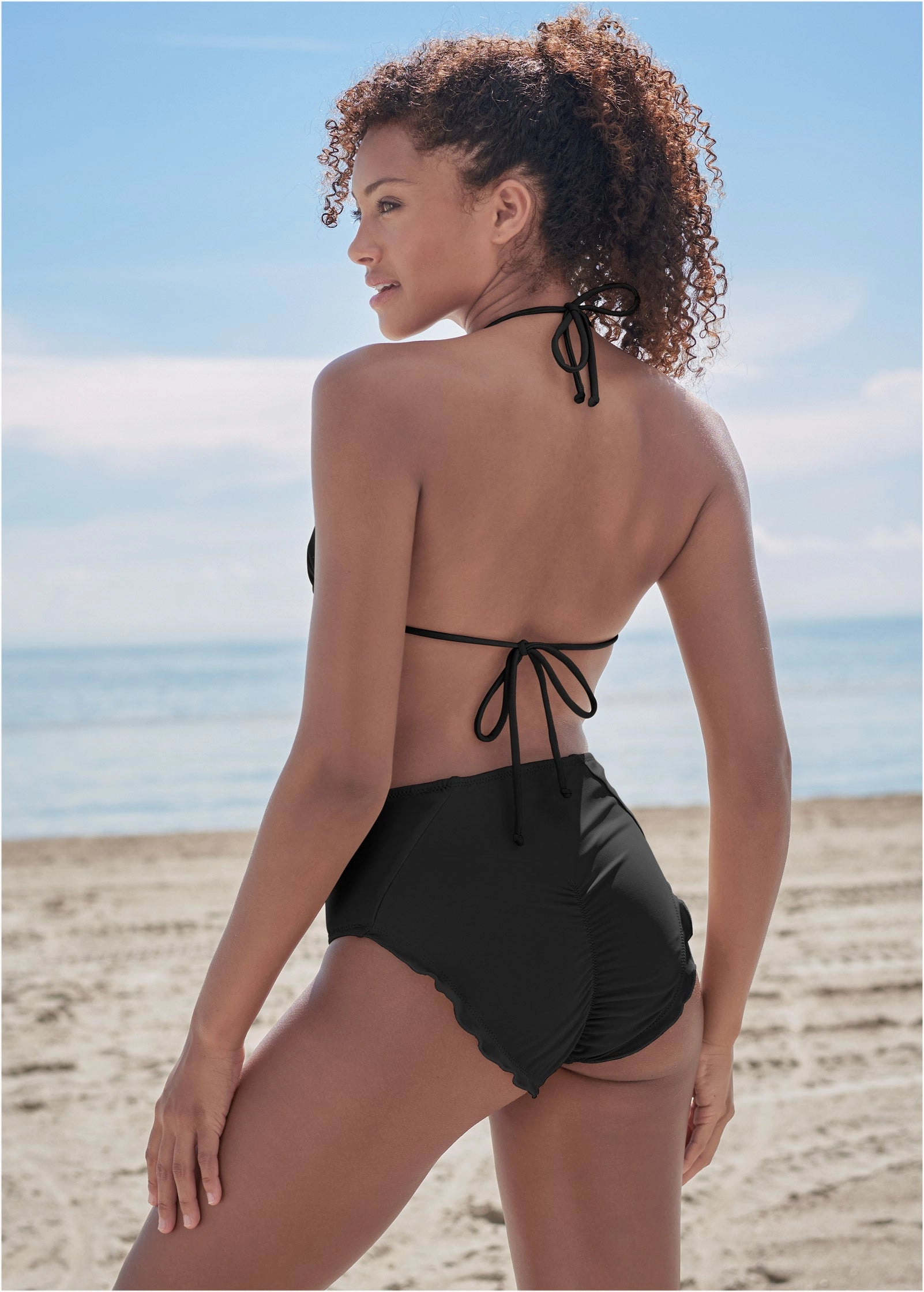 Ruffle Mid-Rise Bottom - Black Beauty