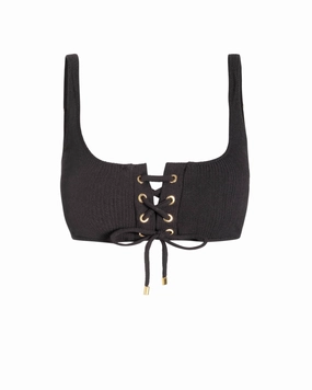 Samara Top In Black Texture fashionable beach swimwear, modern womens bikinis