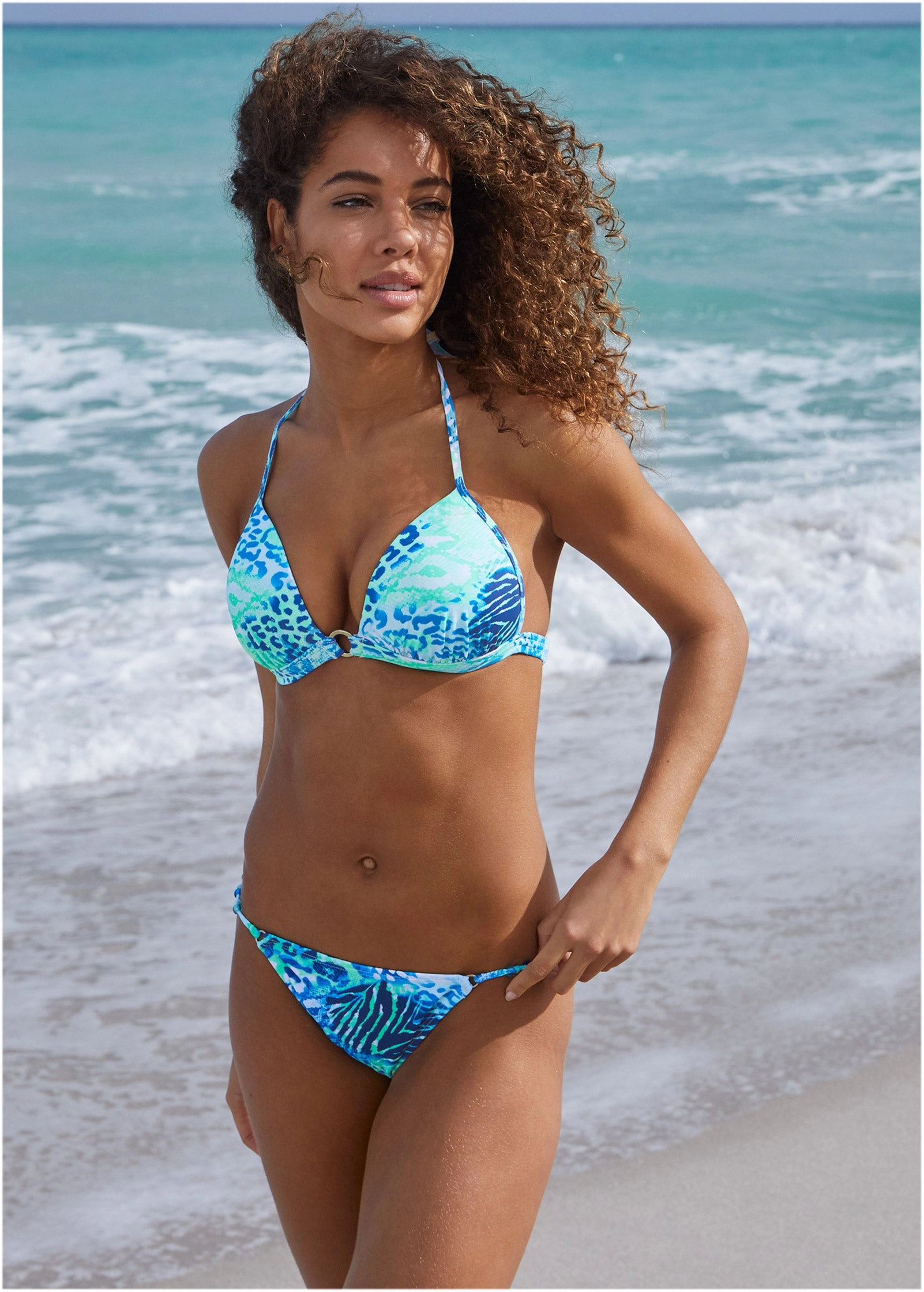 Santa Cruz Push-Up Triangle Top - Jungle Tides supportive swim tops, printed bikini tops