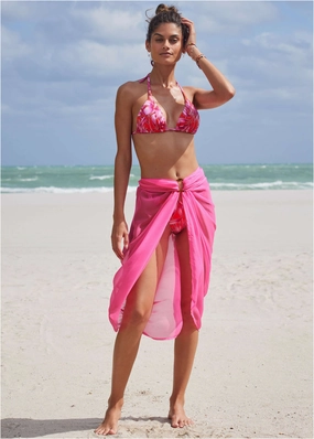 Sarong Cover-Up - Hot Pink plain swimwear women, minimalist swimsuits