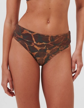 Savanna Fold Band Bikini Pant - Warm Earth adjustable swim bottoms women, flattering bikini bottoms