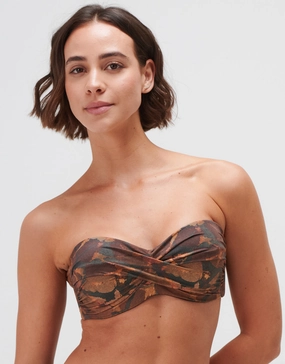 Savanna Twist Bandeau Bikini Top - Warm Earth full coverage swim tops, cute bikini tops